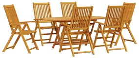 vidaXL Σέτ φαγητού για κήπο 7 pcs Καφέ Μασίφ ξύλο ακακίας