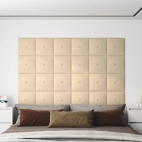vidaXL Πάνελ Τοίχου 12 τεμ. Κρεμ 30 x 30 εκ. 1,08 μ² Υφασμάτινα