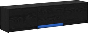 vidaXL Τηλεοπτική βιβλιοθήκη με LED Μαύρη Δρυς 165 x 34 x 40 εκ.