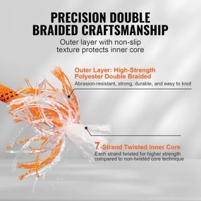 VEVOR Arborist Tree Climbing Rope Double Braid Polyester 0,95 cm (3/8") x 36,6 m (120') 48-Strand