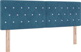 vidaXL Κρεβάτι Box Spring με Στρώμα και LED Μπλε 140 x 200 cm Βελούδο