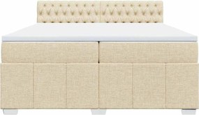 vidaXL Κρεβάτι Boxspring με Στρώμα Κρεμ 200x200 εκ. Υφασμάτινο