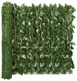 vidaXL Διαχωριστικό Βεράντας με Φύλλα Σκούρο Πράσινο 300 x 75 εκ.