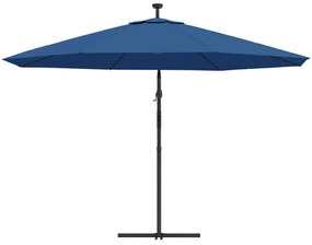 vidaXL Ομπρέλα Κρεμαστή Κήπου με LED Μπλε 350 εκ.