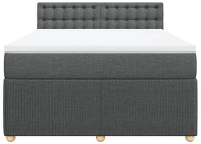 vidaXL Κρεβάτι Boxspring με Στρώμα Σκούρο Γκρι 160x200 εκ Υφασμάτινο