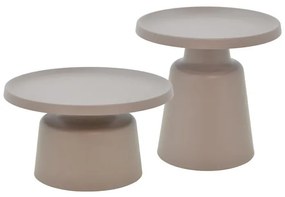 Βοηθητικά τραπέζια Ginoze Inart cappuccino μέταλλο 2τεμ 70x70x40 εκ.