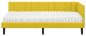 vidaXL Κρεβάτι Γωνίας με στρώμα Κίτρινο 90 x 190 cm Βελούδο