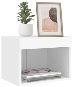 vidaXL Κομοδίνο Επιτοίχιο με Φώτα LED Λευκό