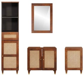 vidaXL Έπιπλα μπάνιου με συρτάρι Επιτοίχιο 4 pcs 38 x 33 x 160 εκ.