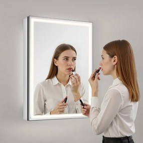 VEVOR Lighted Mirror Medicine Cabinet 50 x 70 cm Bottom Lighting Recessed Wall