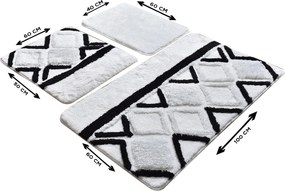Acrylic Bathmat Set (3 Pieces) Jane - White Multicolor