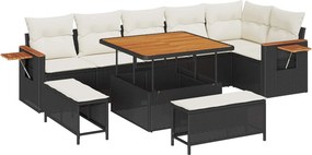 vidaXL Σετ Καναπέ Κήπου 9 pcs Μαύρο συνθετικό ρατάν