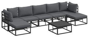 vidaXL Σετ Καναπέ Κήπου με μαξιλάρι 8 pcs Μαύρο Αλουμίνιο