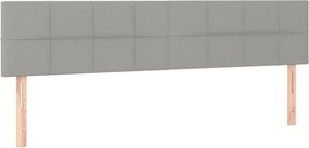 vidaXL Κρεβάτι Boxspring με Στρώμα Ανοιχτό Γκρι 200x200 εκ. Υφασμάτινο
