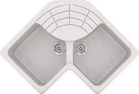 Sanitec Classic 310 (83x83×50) - Γωνιακος Γρανιτένιος νεροχύτης - Metallic ICE