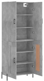 vidaXL Ντουλάπι Γκρι Σκυροδέματος 69,5x34x180 εκ. Επεξεργασμένο Ξύλο