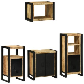 vidaXL Σετ Επίπλων Μπάνιου με ράφι 4 pcs Καφέ Στερεό ξύλο μάνγκο