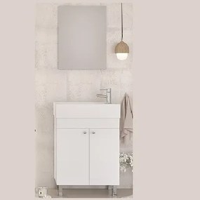 Drop Litos 50x26 White - Έπιπλο Μπάνιου Με Νιπτήρα &amp; Καθρέπτη