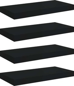 vidaXL Ράφια Τοίχου 4 τεμ. Μαύρα 50x23,5x3,8 εκ. MDF