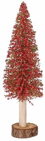 Χριστουγεννιάτικο Δέντρο Σε Ξύλινη Βάση 02.1113561 11x40cm Red-Natural