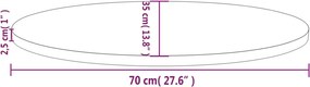 vidaXL Επιφάνεια Τραπεζιού Οβάλ Λευκή 70x35x2,5 εκ. Μασίφ Ξύλο Πεύκου