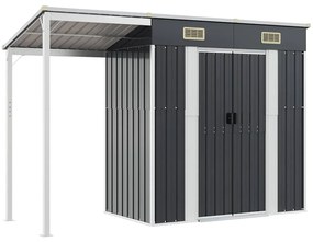 vidaXL Αποθήκη Κήπου Εκτεταμένη Οροφή Ανθρακί 277x110,5x181 εκ. Ατσάλι