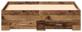 vidaXL Κρεβάτι με Συρτάρια Παλιού Ξύλου 120x190 εκ. Κατασκευασμένη Ξυλεία