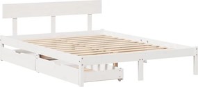 vidaXL Σκελετός Κρεβ. Χωρίς Στρώμα Λευκό 150x200 εκ Μασίφ Πεύκο