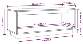 Έπιπλο Τηλεόρασης Γκρι 90x35x35 εκ. από Μασίφ Ξύλο Πεύκου - Γκρι