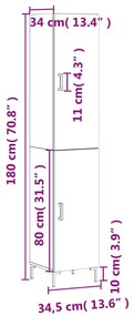 Μπουφές Sonoma Γκρι 34,5 x 34 x 180 εκ. από Επεξεργασμένο Ξύλο - Γκρι