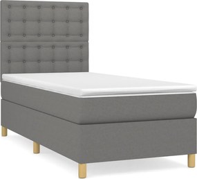 vidaXL Κρεβάτι Boxspring με Στρώμα Σκούρο Γκρι 90x200 εκ. Υφασμάτινο