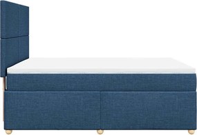 vidaXL Κρεβάτι Boxspring με Στρώμα Μπλε 140x190 εκ. Υφασμάτινο