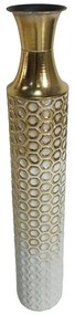 Διακοσμητικό βάζο Monac Inart μέταλλο σε χρυσή και λευκή απόχρωση Φ14.6x87.6εκ 14.6x14.6x87.6 εκ.