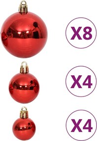 vidaXL Σετ Μπάλες Χριστουγεννιάτικες 64 τεμ. Κόκκινες και Λευκές