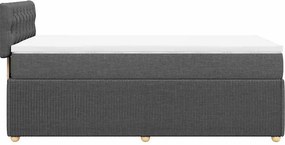 vidaXL Κρεβάτι Boxspring με Στρώμα Σκούρο Γκρι 90x190 εκ. Υφασμάτινο