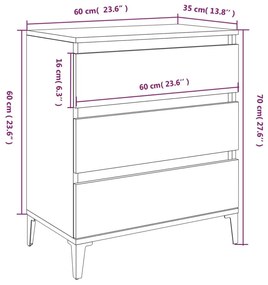 Ντουλάπι Γκρι Σκυροδέματος 60x35x70 εκ. Επεξεργασμένο Ξύλο - Γκρι