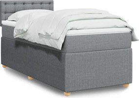 vidaXL Κρεβάτι Boxspring με Στρώμα Ανοιχτό Γκρι 100x200 εκ. Υφασμάτινο
