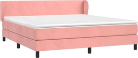 vidaXL Κρεβάτι Boxspring με Στρώμα Ροζ 180x200 εκ. Βελούδινο