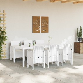 vidaXL 7 Τεμαχίων Σετ Τραπεζαρίας Κήπου με Μαξιλάρια Λευκό Πολυ Ρατάν