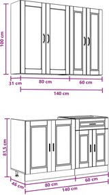 vidaXL Μονάδα κουζίνας PORTO 4 pcs Sonoma Δρυς Επεξεργασμένο Ξύλο