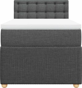 vidaXL Κρεβάτι Boxspring με Στρώμα Σκούρο Γκρι 90x190 εκ. Υφασμάτινο