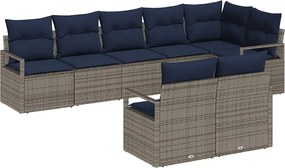 vidaXL Σετ Καναπέ 8 pcs Γκρι συνθετικό ρατάν