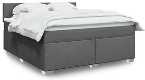 vidaXL Κρεβάτι Boxspring με Στρώμα Σκούρο Γκρι 180x200 εκ Υφασμάτιν