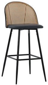 Intrahome Σκαμπό μπαρ Kace Intrahome pe rattan φυσικό-ανθρακί pu-μαύρο μέταλλο 43x55x102εκ | SKU: INTRAPA-169111174