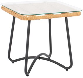 ΤΡΑΠΕΖΙ ΜΕΤΑΛΛΙΚΟ GERRY HM5717 ΜΕ WICKER ΜΠΕΖ 50x50x48,5 εκ.