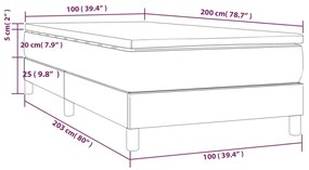 Κρεβάτι Boxspring με Στρώμα Σκούρο Γκρι 100x200 εκ. Υφασμάτινο - Γκρι