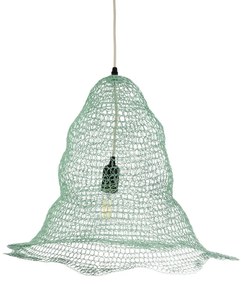 GloboStar® KENTUCKY 01891 Vintage Κρεμαστό Φωτιστικό Πλέγμα Μονόφωτο 1 x E27 IP20 Τιρκουάζ Μέταλλο - Μ50 x Π50 x Υ48cm