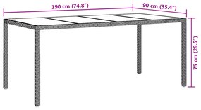 vidaXL Τραπέζι Φαγητού Μαύρο 190x90x75 εκ. Πολυ Ρατάν