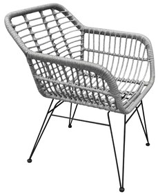 Καρέκλα Κήπου TERESINA Γκρι/Μαύρο Μέταλλο/Rattan 58x59x81cm - 14420018