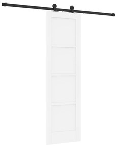 vidaXL Συρόμενη Πόρτα με Σετ Χερούλια Λευκή 61x198.5 εκ Συμπαγές Ξύλο Πεύκου